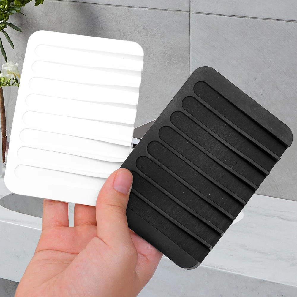 4/2/1Pcs Bathroom Silicone Soap Dish Drain Bath Drain Soap Rack Kitchen Countertop Sponge Rack Drying Tray Home Washroom Tools