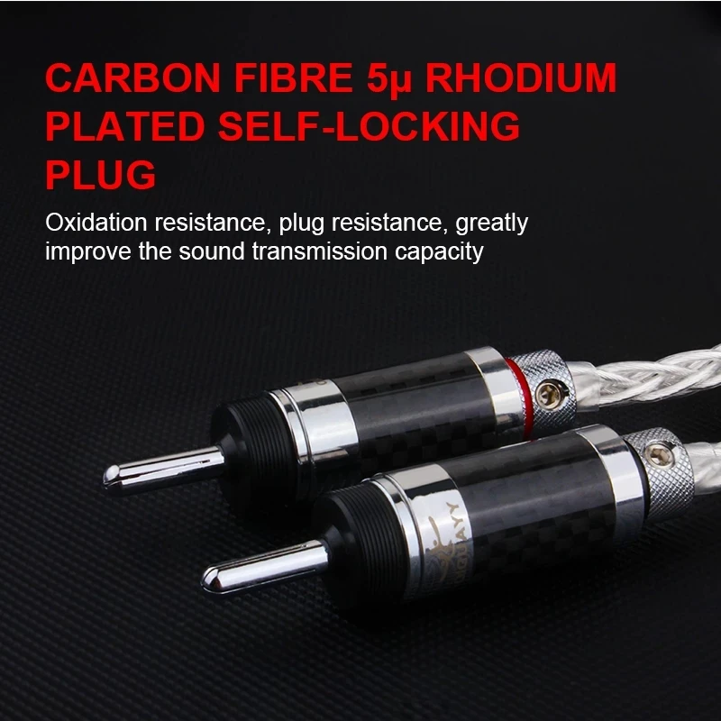 8AG Banana Loudspeaker Amplifier Cables Silver-Plated High Performance 7N OCC Audiophile Speaker Audio Cable 1m 2m 5m