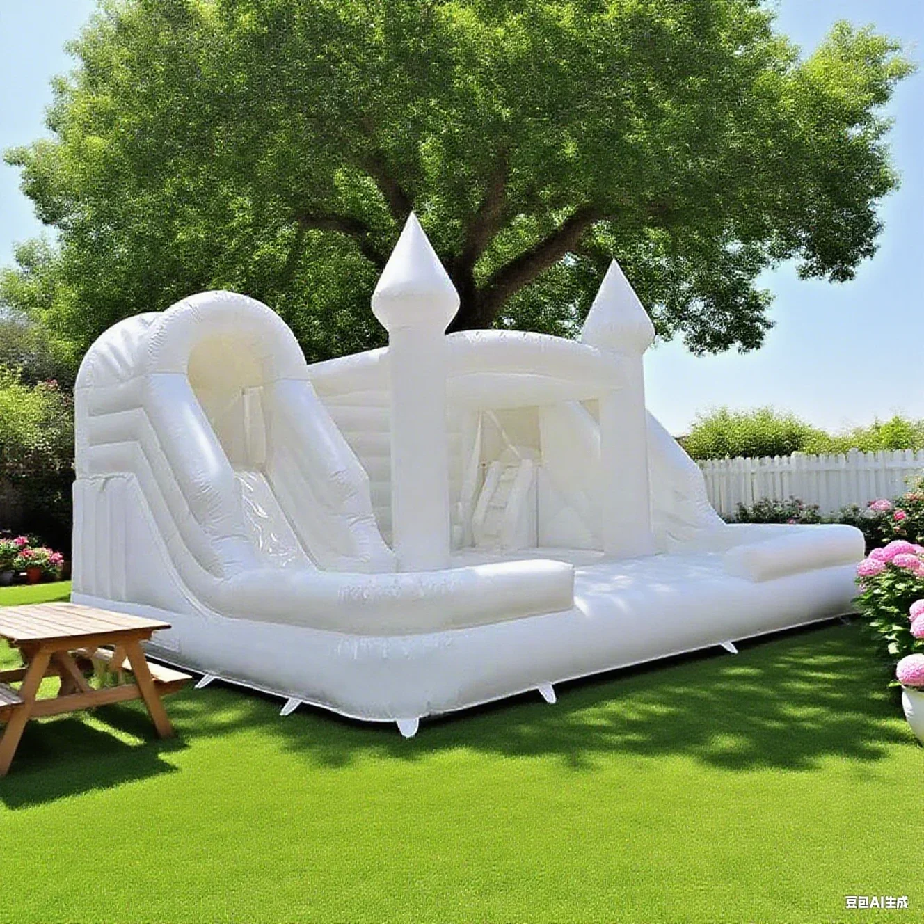 Детский дом для прыжков с двойной полостью - белый надувной замок из ПВХ для прыжков на открытом воздухе на день рождения, свадьбу