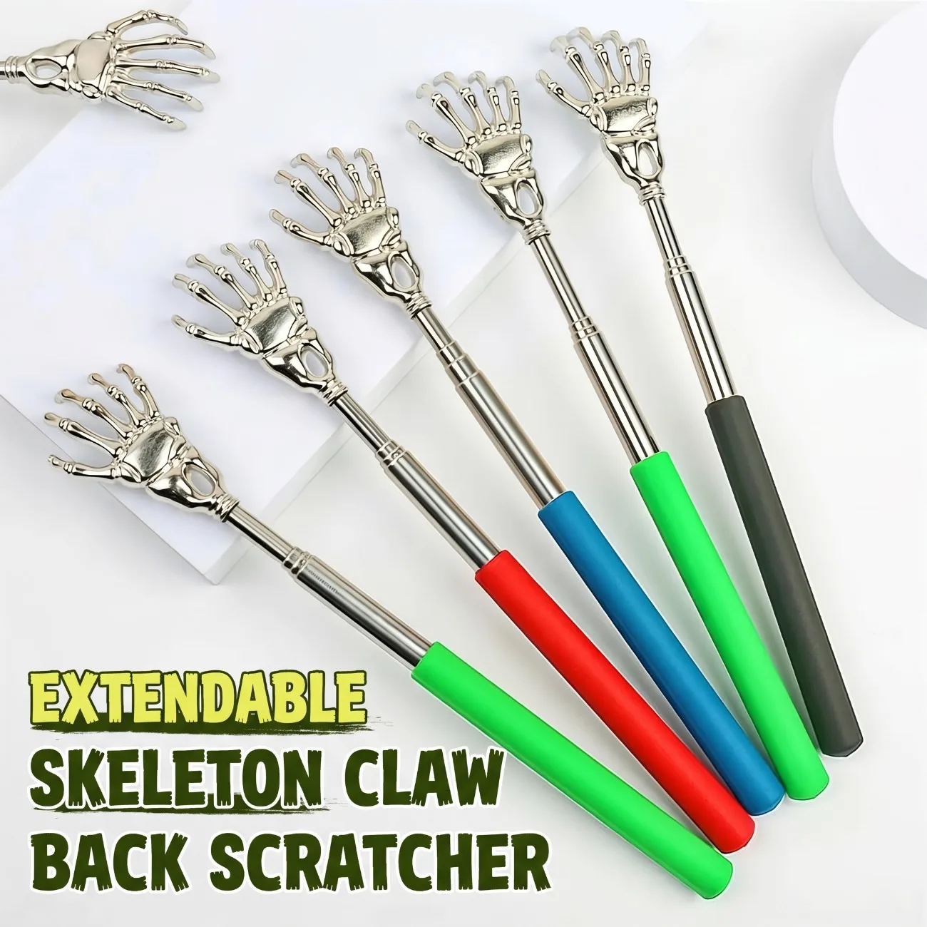 1pc Retractable Stainless Steel Back Scratcher, Portable Metal Claw Design, Telescopic Handle, Long Reach, Unique Handle Gift