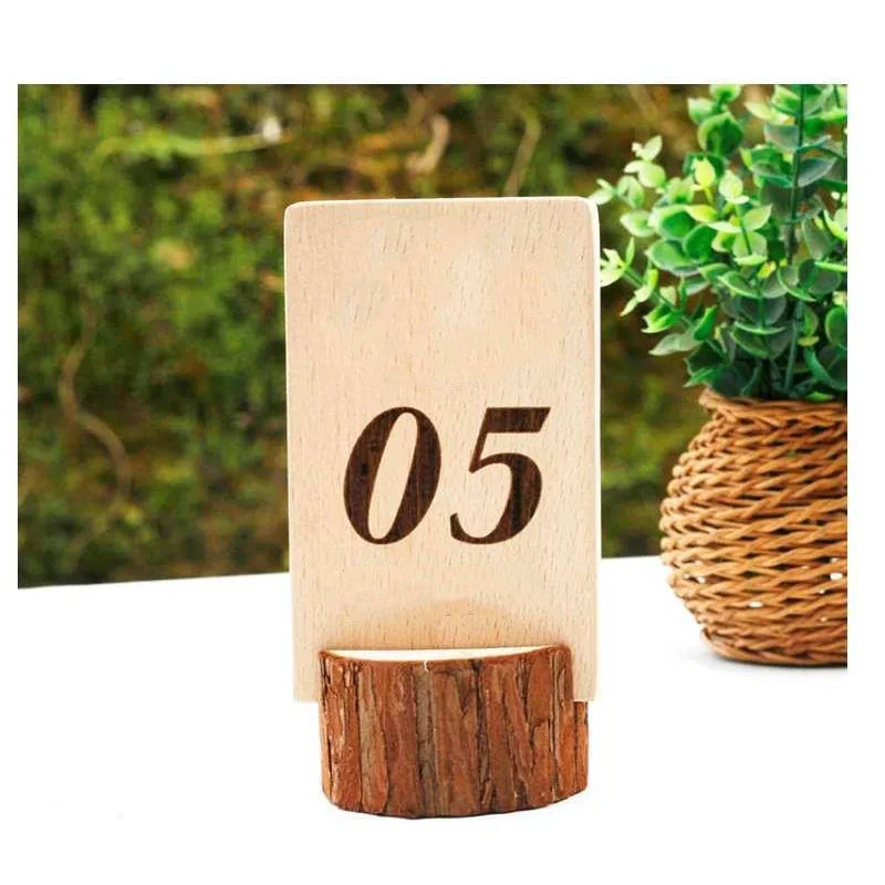 13CM Double Sides Standing Table Numbers Customized Desk Sign Plates Restaurant Cafe Bar Wooden Table Marker Reserved Seat Cards