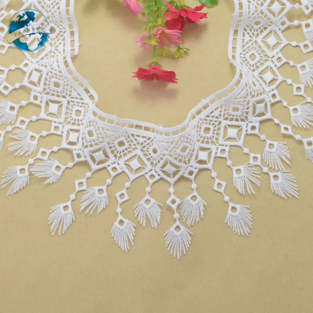 9cm Width White Polyester Embroidery French Lace Ribbon Fabric Guipure Diy Trims Warp Knitting Sewing Curtain Accessories#3746