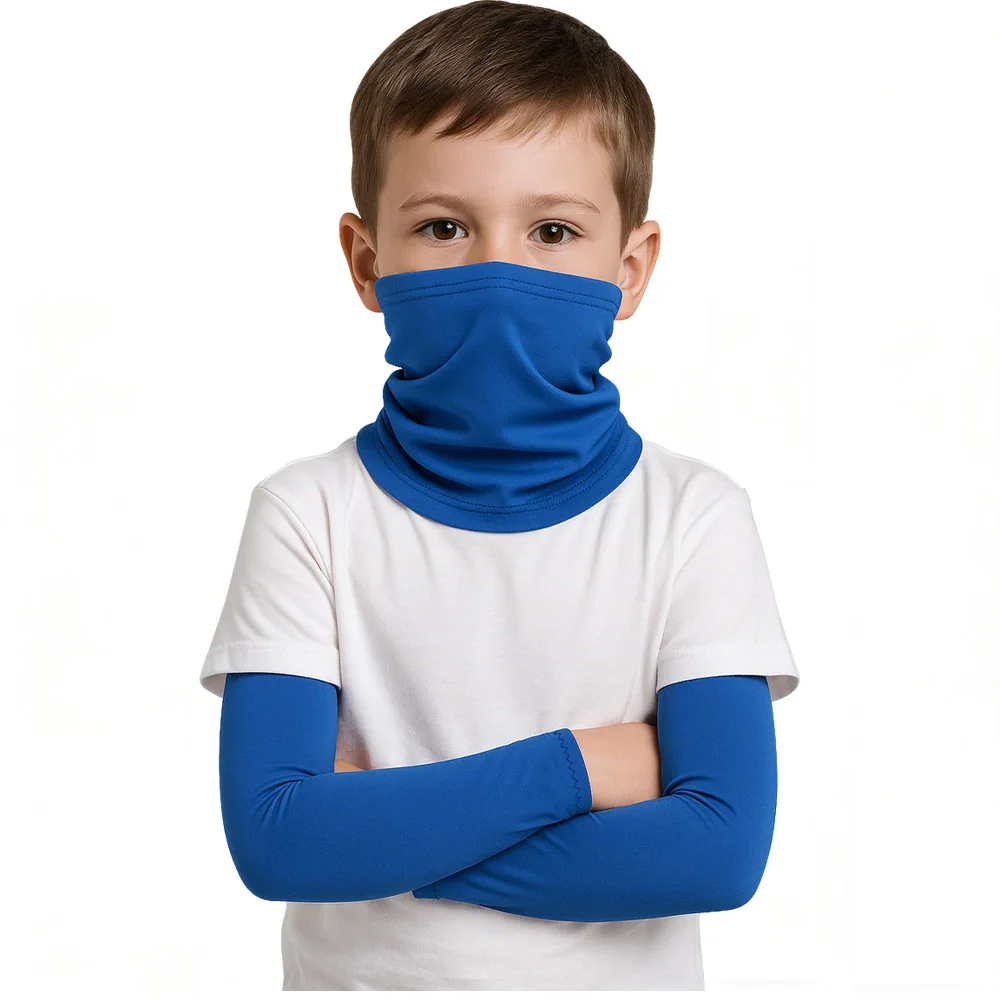 

Children's Neck Cover Lightweight Sun Protection Silk Sleeve Set Outdoor Cycling Arm Cover Against Uv Protection Cycling Gloves