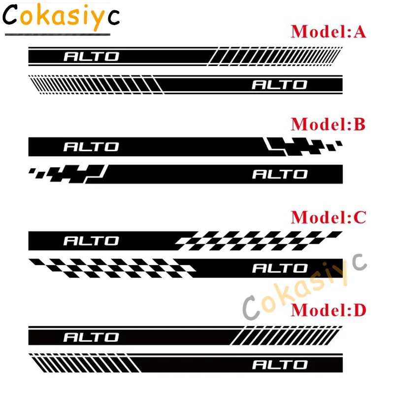 2PCS Car Styling Door Side Stickers For-Suzuki Alto Racing Sport Auto Body Stripes Skirt Decor Stickers Vinyl Decals