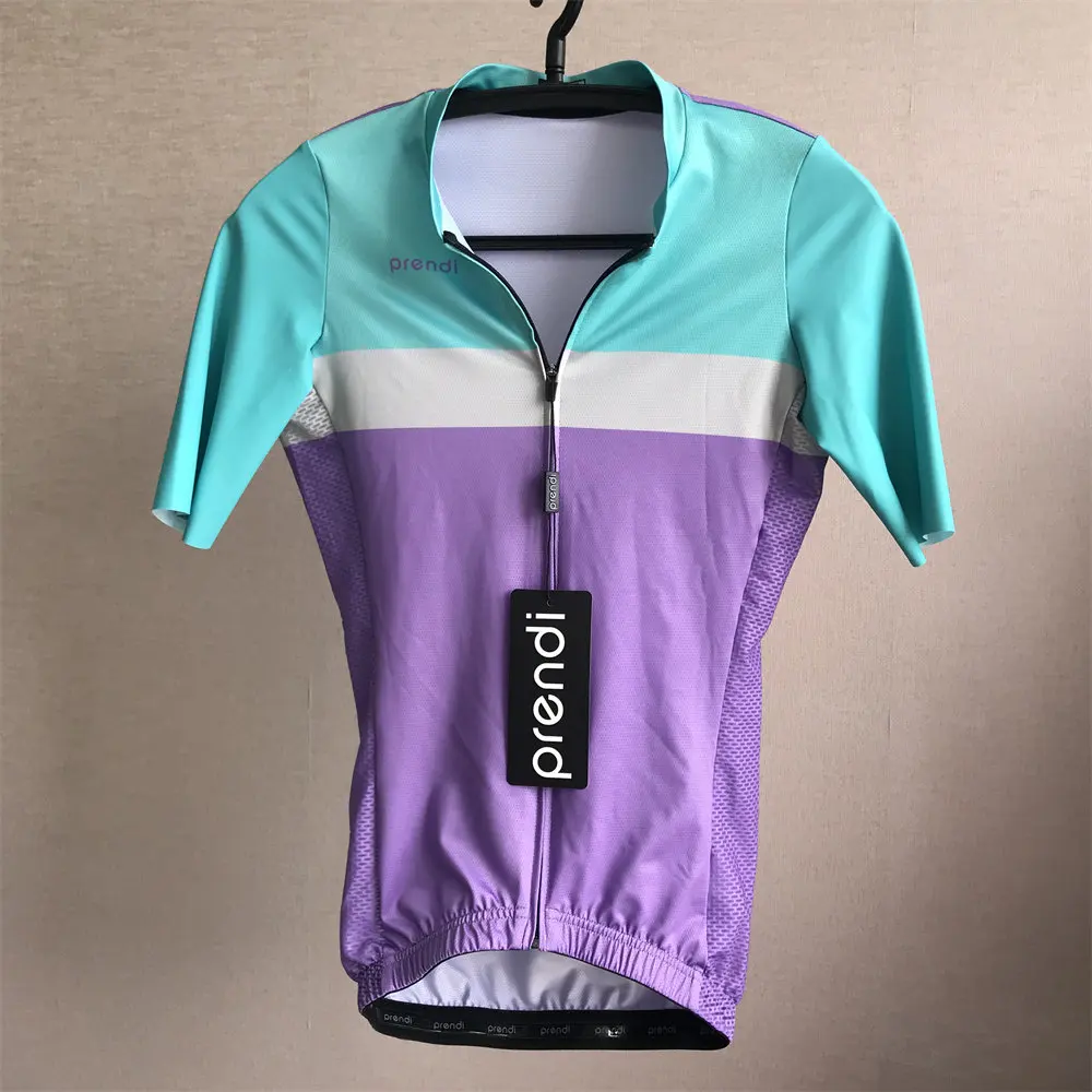 PRENDI Women Cycling Jersey Short Sleeve Pro Female Bicycle Clothing with Rubber Non-Slip Band Comfortable Ciclismo