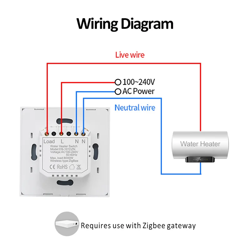 Voice Control Smart Water Heater Boiler Switch Timing Remote Tuya Water Heater Switch Smart Life Control Switch 8000w