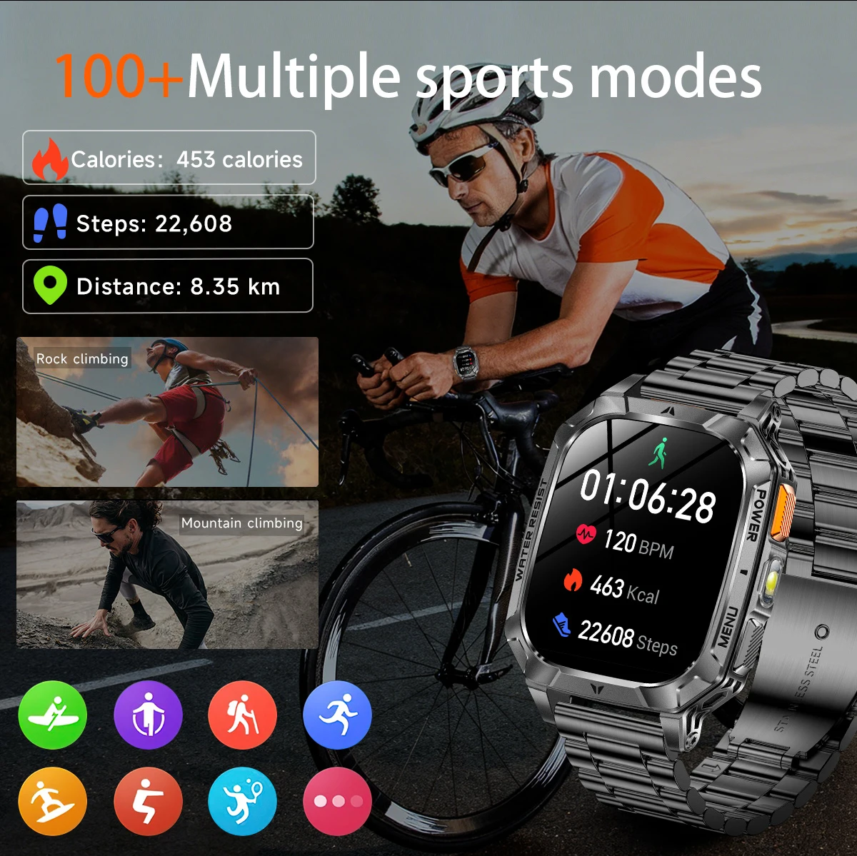 Lige Militärische Herren Smartwatch Mit Gesundheitsmonitor_voghion.com