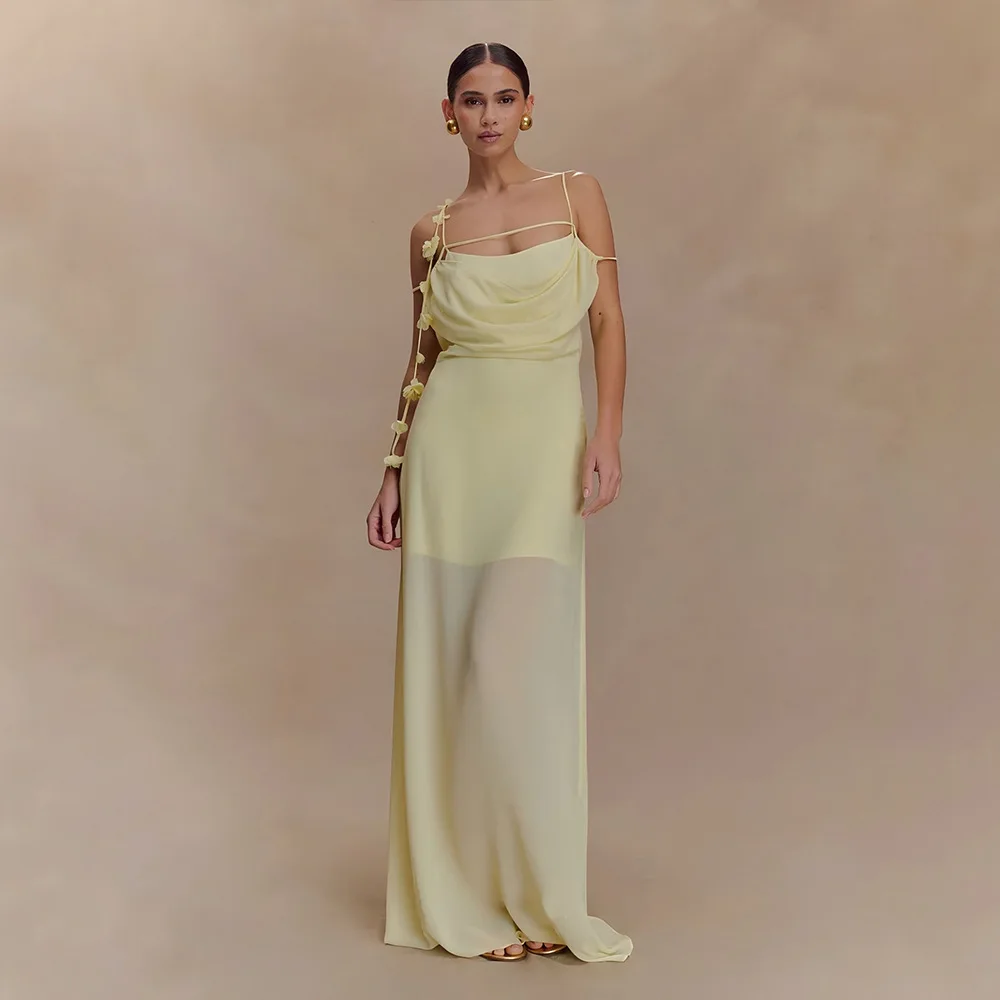 

Summer Yellow Women's Prom Dress Sexy Stripe Sleeveless Backless Sheath Long Robe Casual Hot Girl Birthday Holiday Party Gown
