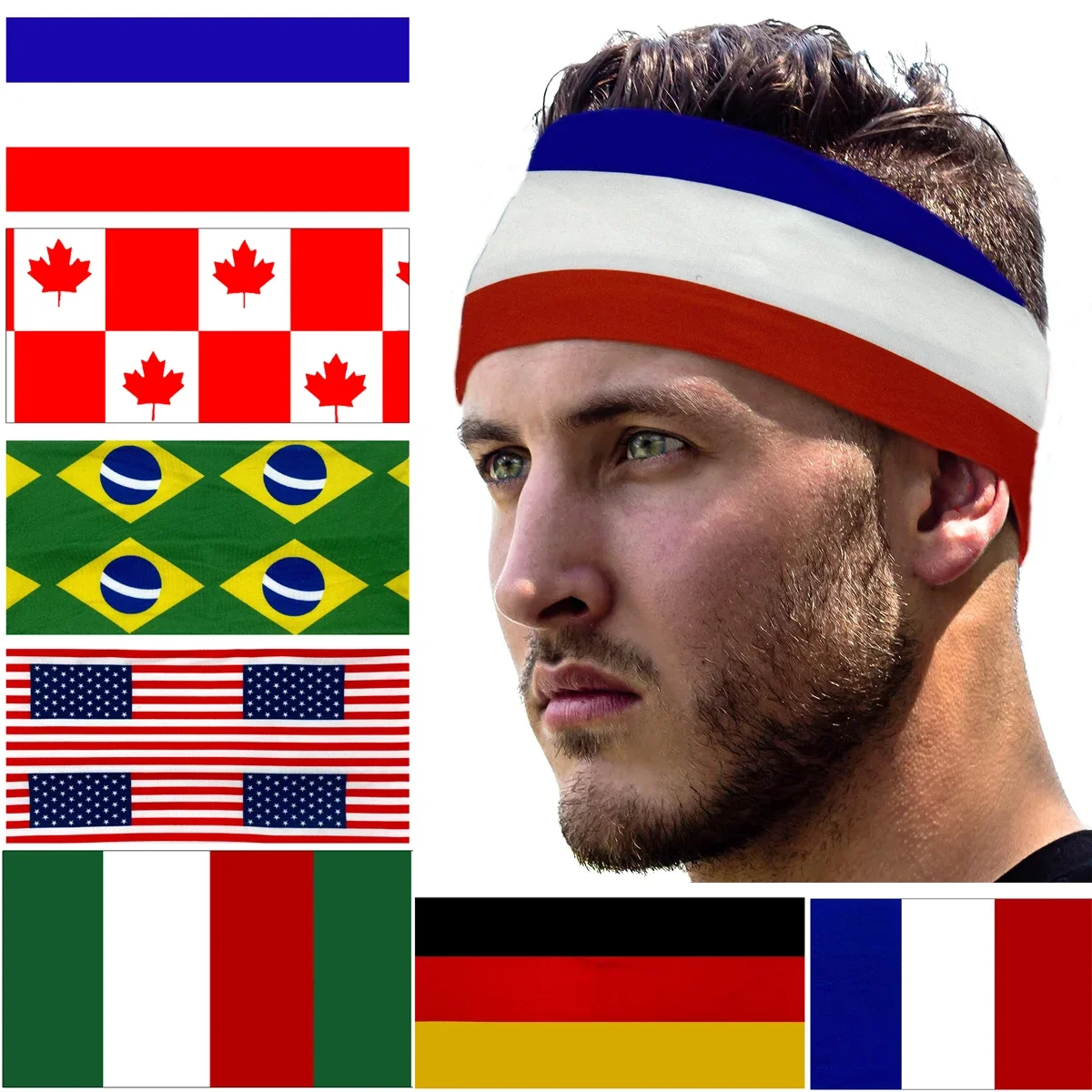 

Спортивные повязки на голову с флагом США для мужчин и женщин, эластичные повязки от пота, банданы для йоги, повязки на голову для гольфа, спортзала, бега, тенниса