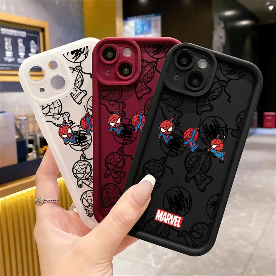 Marvel Spider Man Pattern Phone Case for iPhone 13 Mini SE 12ProMax 12 Pro 11 Pro 8 7 XR XS Max Soft Silicone Cover