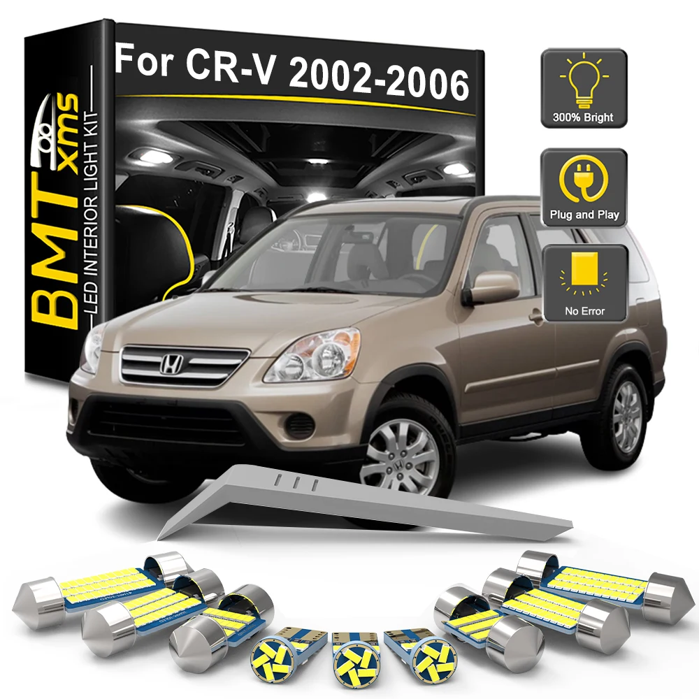 

BMTxms 9Pcs Canbus For Honda CRV CR-V II MK2 2002 2003 2004 2005 2006 Car Reading Dome Trunk Lamp LED Interior Light Bulb Kit