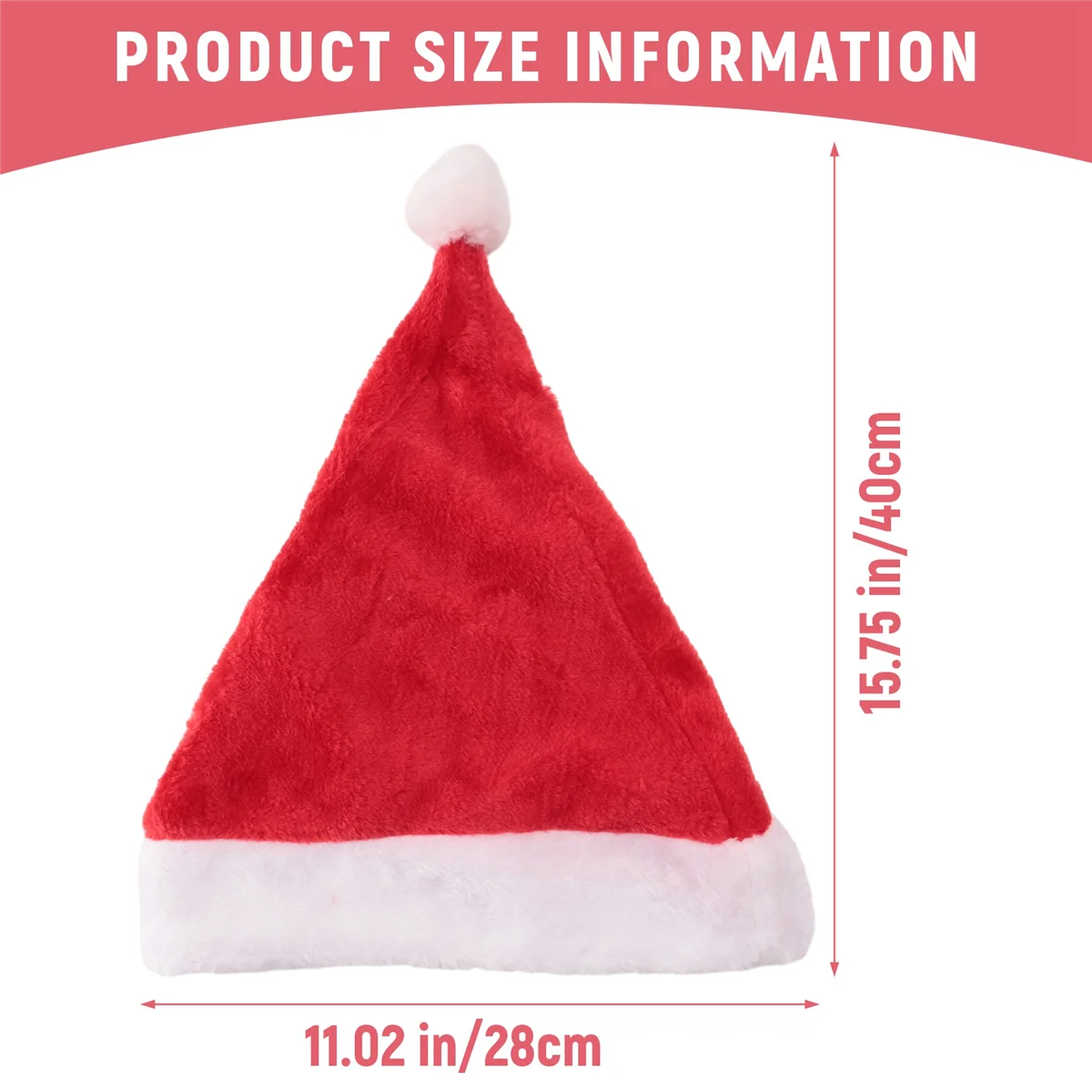 Santa Hat Christmas Hat Christmas Day Costume Dress Up Plush Thick Christmas Hat AdultJAS