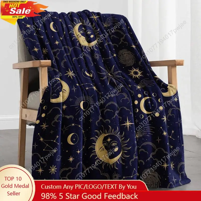 

Star Moon Pattem Blanket Counts SoftThrow Blanket Air-conditioned Room Relaxation Warm Decorative Nap Custom Blankets