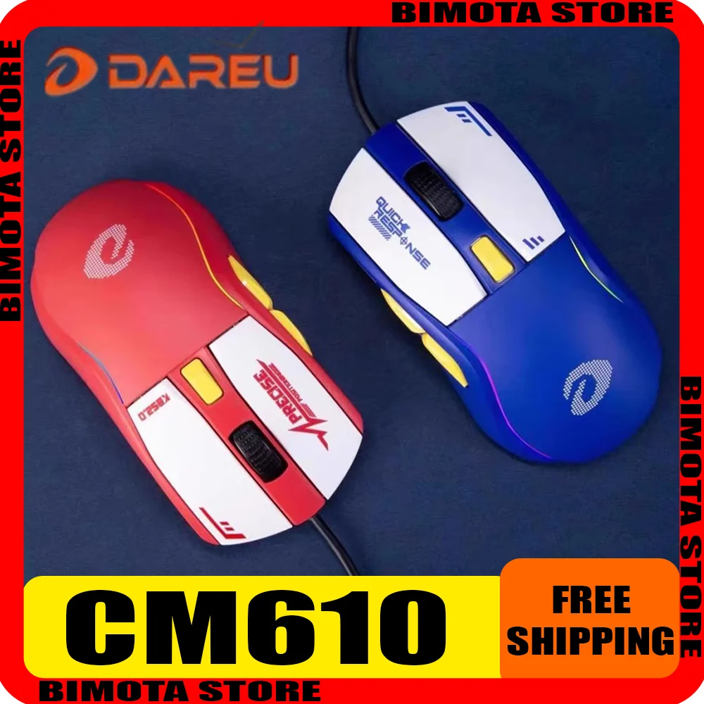 

DAREU Cm610 Cm620 Wired Ergonomic Mouse 6400dpi KBS2.0 Technology Durable Lightweight Anti-hand Sweat RGB Light Gaming Mouse