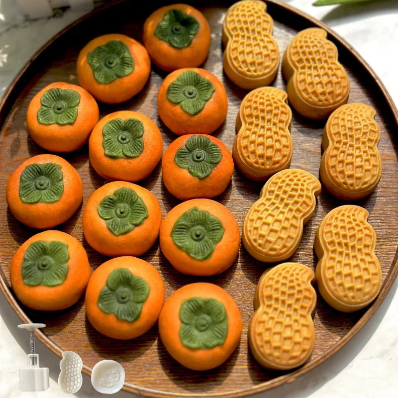 50g Novel Peanut Crisp Moon Cake Mold Persimmon Cookie Cutter Stamp Frame Cake Pastry Dessert Kitchen Accessories Tools