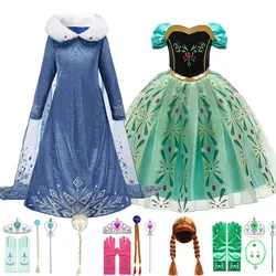 Children Elsa Anna Costume Kids Cosplay Wedding Floral Disguise Girl Snow Queen Performance Elegant Clothes Halloween Dress 2023