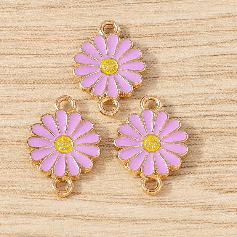 10 stücke 14x18mm niedlichen Emaille Blume Charms Anschlüsse für Schmuck Herstellung Armbänder Halskette Ohrringe DIY handgemachte Handwerk Zubehör – Detail 17