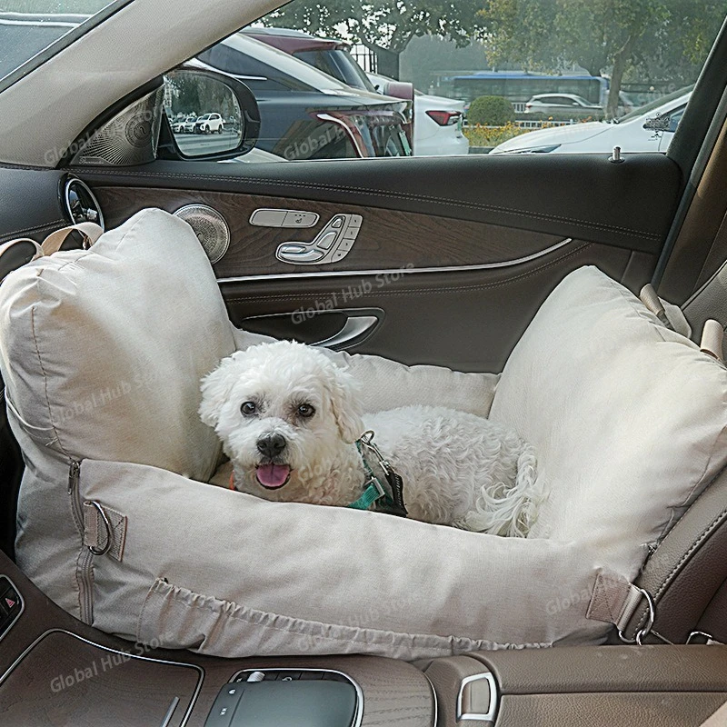 Pet Car MATS, Four-season Dog Car Beds, Linen Car Safety Seats, Front French Bulldog Corgi Beds