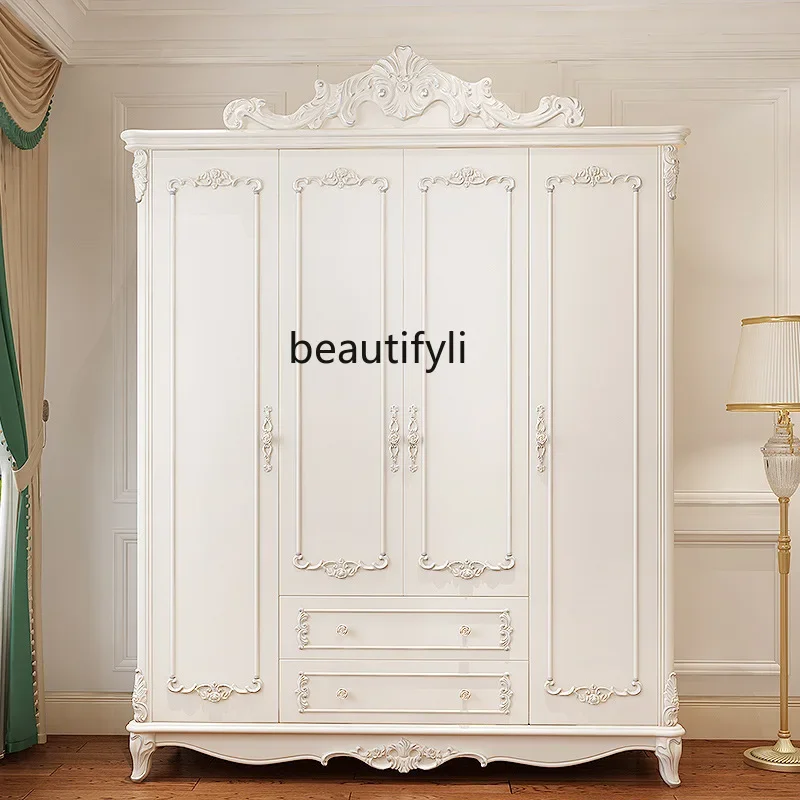 cc182four doors five doors two-sided wardrobe vertical cabinet cabinet large wardrobe furniture French ivory white