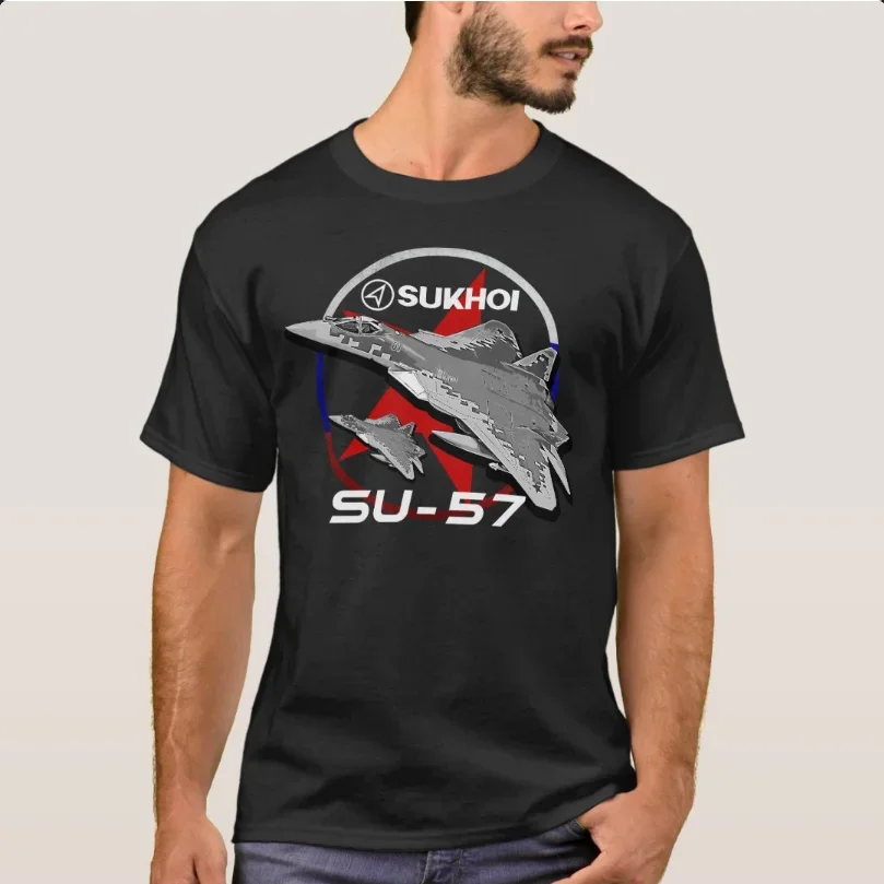 

Retro Sukhoi Su-57 Stealth Multirole Fighter Aircraft T-Shirt New 100% Cotton O-Neck Short Sleeve Casual Mens T-shirt Size S-3XL