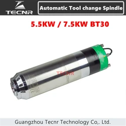 5.5KW 7.5KW BT30 Automatic Tool change Spindle Pneumatic Water Cooling Spindle Motor ATC 220V 380V For Engraving Milling Metal