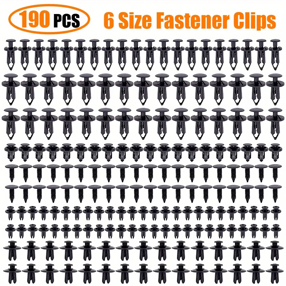 190pcs Car Retainer Clips 6 Size Plastic Fasteners Kit Auto Trim Panel Clip Mixed Car Body Bumper Rivet Set