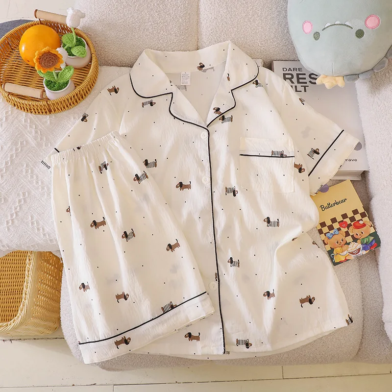 

Pajamas for Women 2026 Summer Short Sleeves with High Luxury Feel Suitable for Outerwear Home Clothing Set Sleepwear Homewear