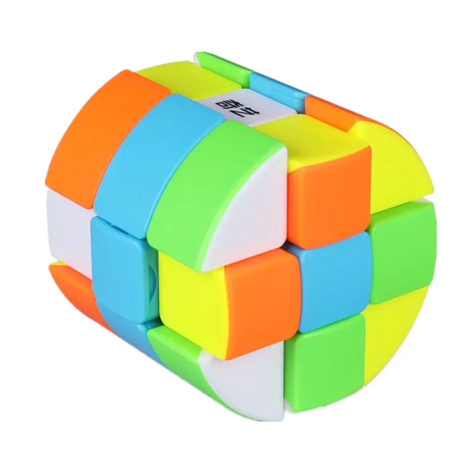 QiYi 3x3x3 Cylindrical Cube Stickerless Strange-Shape Magic Cube Twisty Mgaic Cube Learning&amp Educational Puzzle Toys