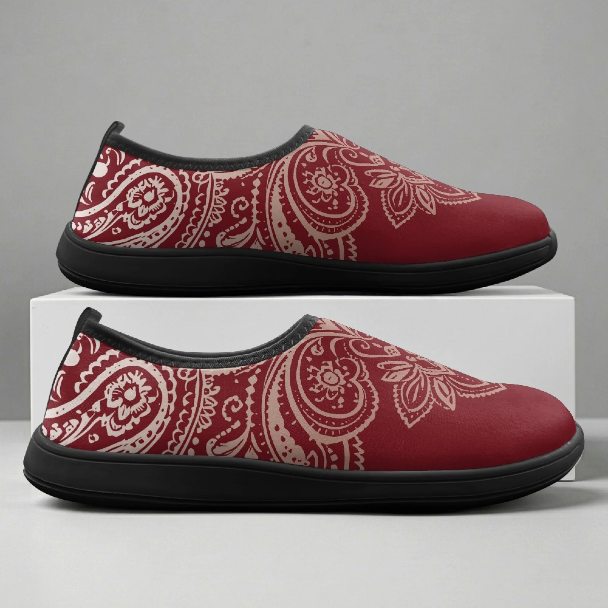 XIXIRIMIDO Slip-on Wide-toed Shoes Cashew Flowers Men's Breathable Mesh Shoes Womens Fashion Summer Sneakers Walking Shoes 36-46