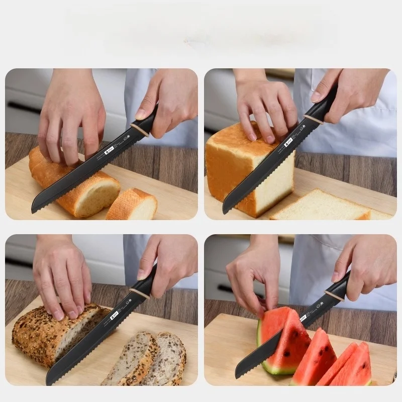 Rostfreies Brotmesser Edelstahl gezacktes Messer zum Schneiden von Baguettes und Sandwiches Home Toast Schneide messer