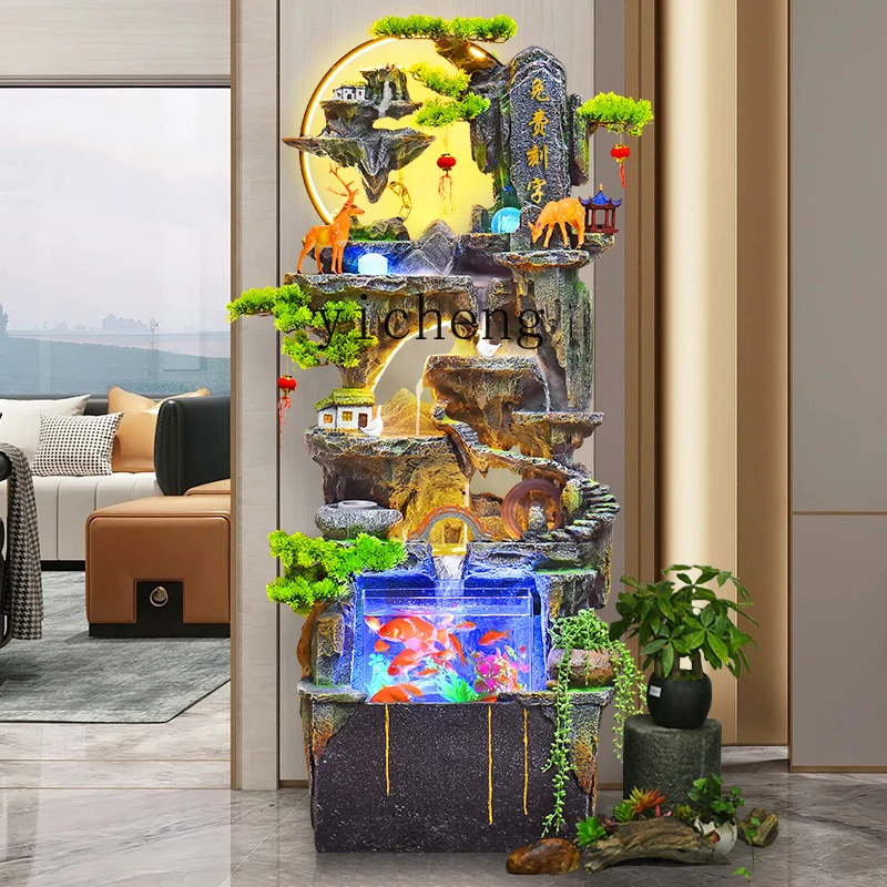 

TWR Flowing Water Ornament Feng Shui Wheel Wealth-Attracting Humidifier Circulating Water Alpine Fountain Floor Standing