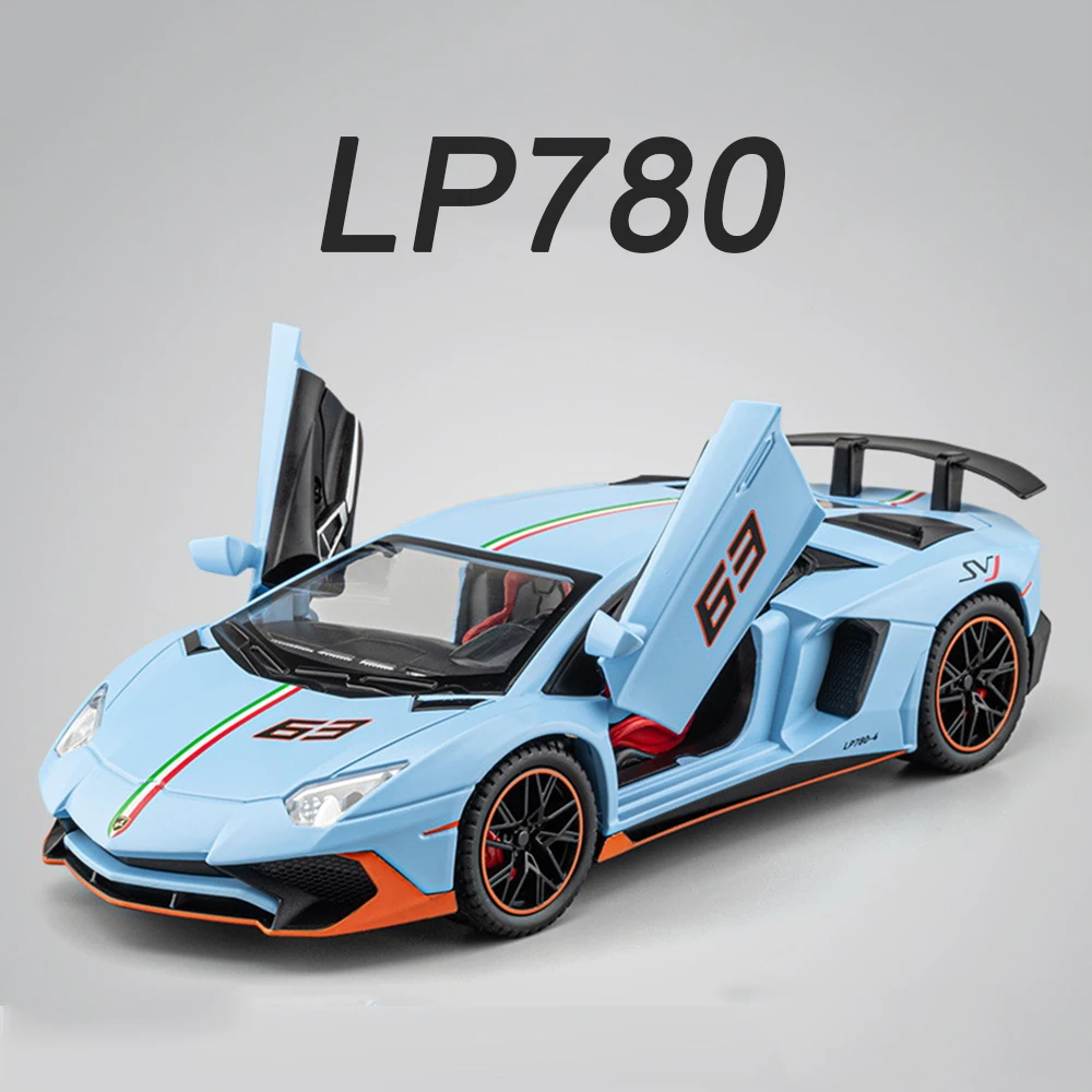 1:22 Lambor LP780 V12 GT modèles de voitures de sport jouets en alliage avec son lumière retirer modèle véhicules miniatures pour enfants cadeaux