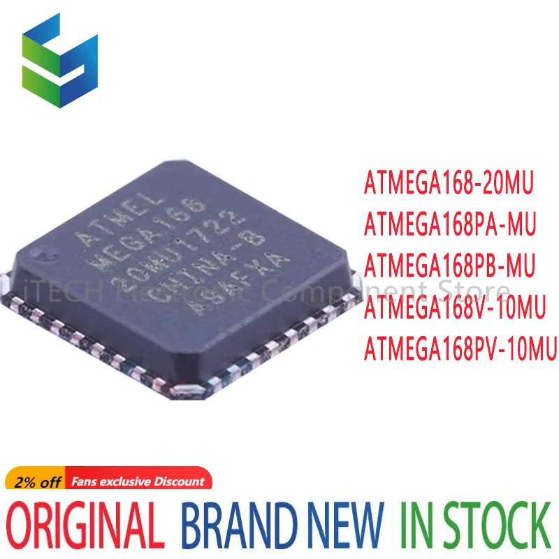 1PCS ATMEGA168-20MU ATMEGA168PA-MU ATMEGA168PB-MU ATMEGA168V-10MU ATMEGA168PV-10MU ATMEGA168 ATMEGA IC MCU Chip