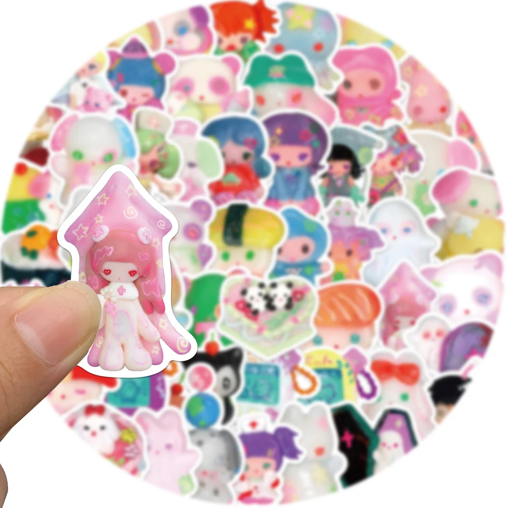 56PCS 3D Crystal Clay Girl Cute Stickers Skateboard Notebook Fridge Phone Guitar Luggage Decal Sticker Kids Toy image 4