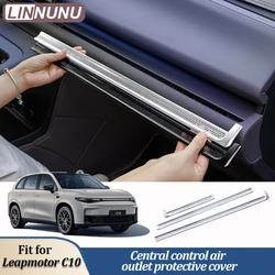 Linnunu Fit for Leapmotor C10 Lhd Car Front Center Console Grille Dust Cover Air Conditioning Vent Protective Cover Metal Material Wear-Resistant and Durable Car Interior Accessories