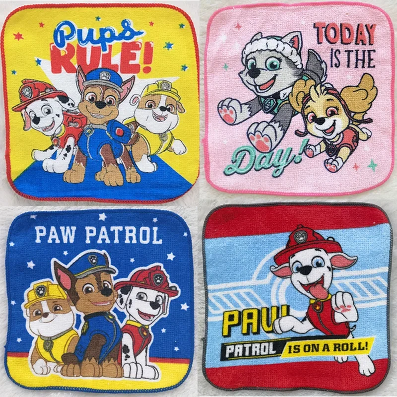 

New Paw Patrol Cartoon Cotton Towel Anime Chase Skye Marshall Rubble Figure Sweat Wipe Kids Gifts 16x16cm