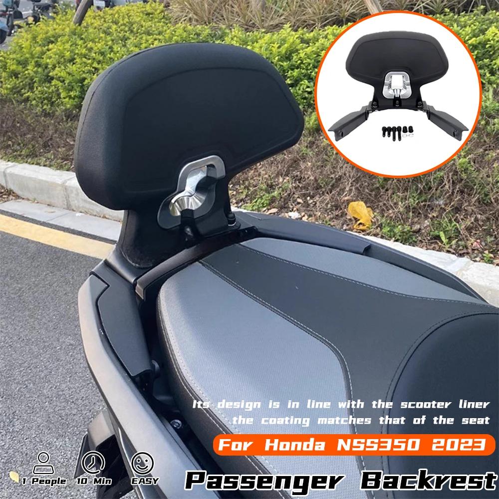 

NEW Motorcycle Black Rear Passenger Seat Backrest Cushion Back Rest Pad For Honda Forza350 NSS350 2023-UP