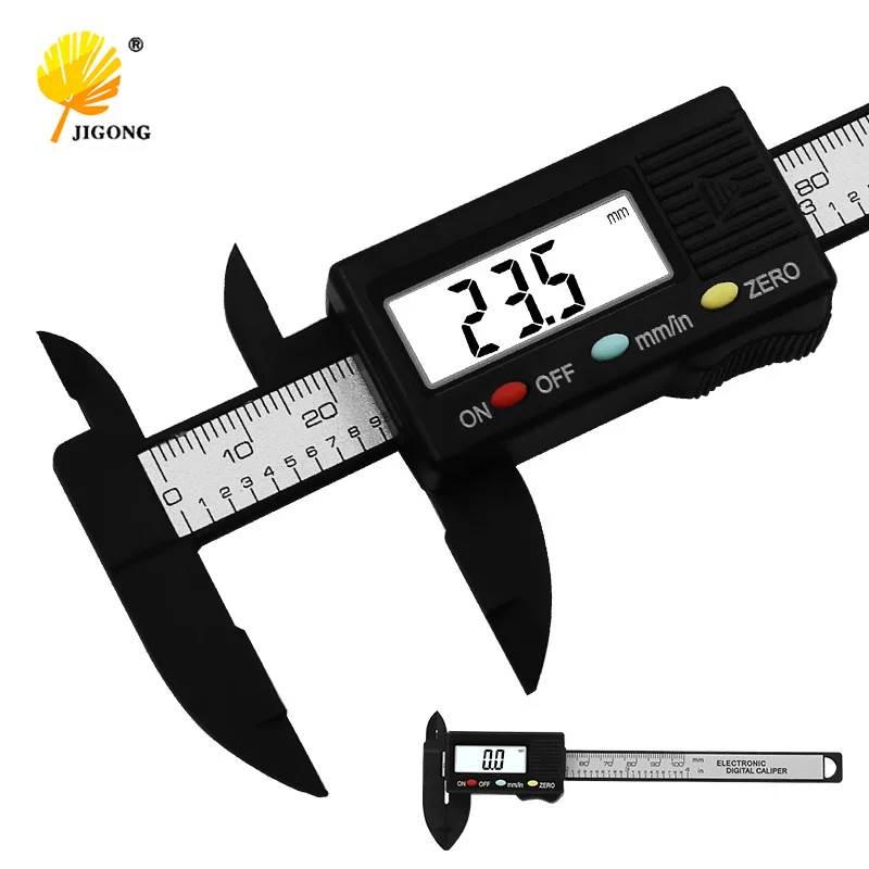 0-100 lower 3 button electronic digital display vernier caliper plastic measuring tool metric system conversion inner and outer