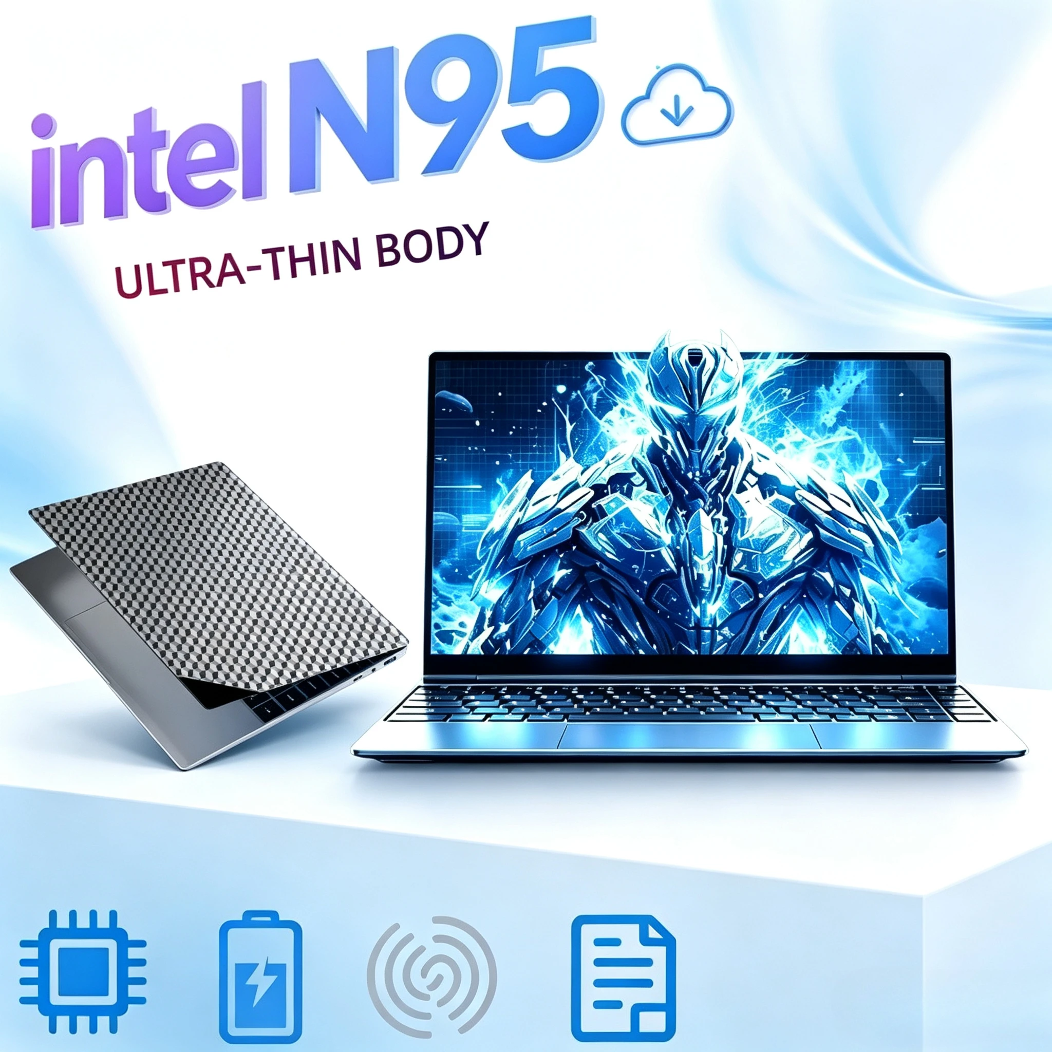 2026 Intel N95 14.1" Portable Gaming Notebook, 32GB RAM, 2TB SSD, Office Ready Laptop Computer for Gamers.