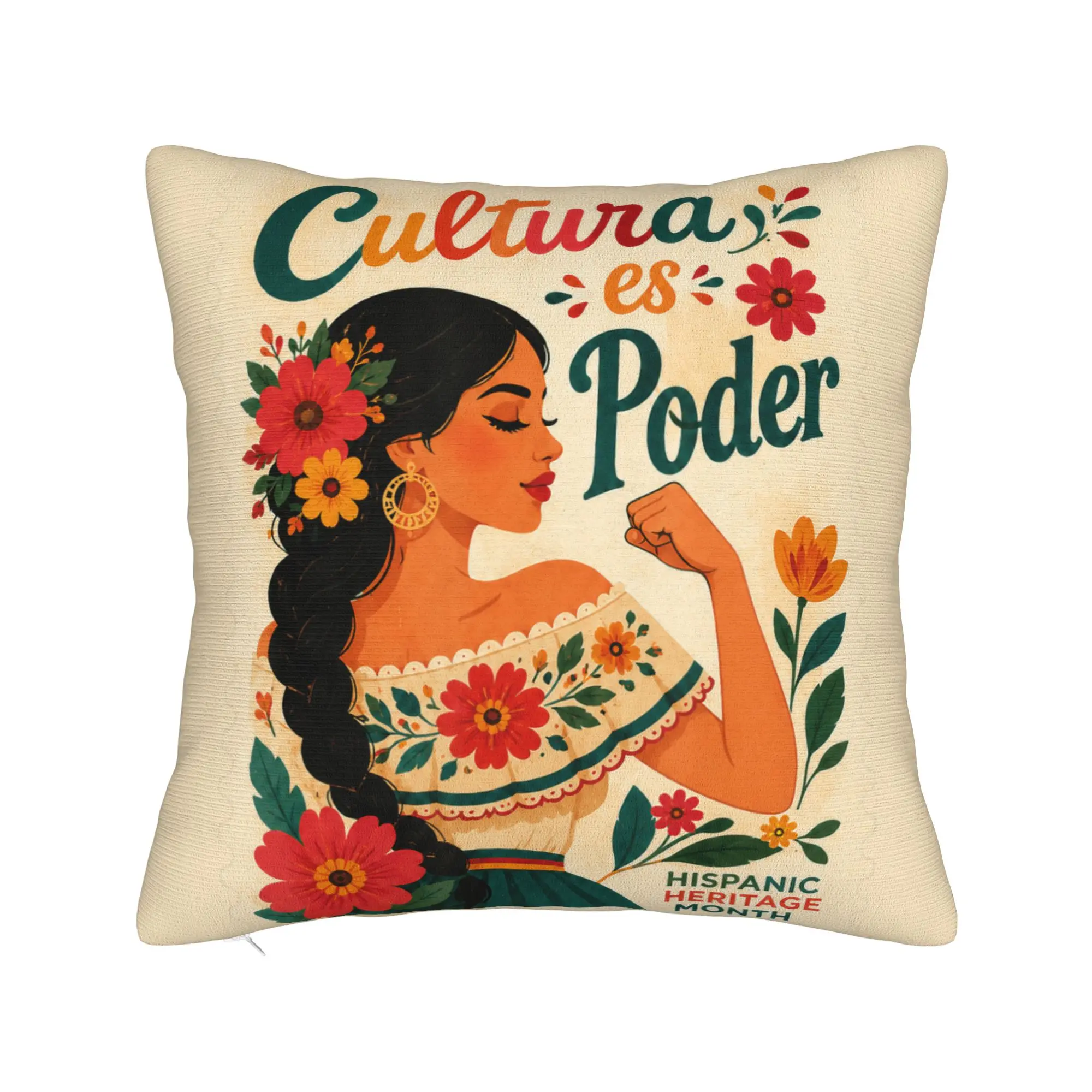 Cultura ES Poder Hispanic Heritage Pillow Case  Comfy Pillow Cover Retro Trendy Cushion Cover For Wedding Party Home Decor