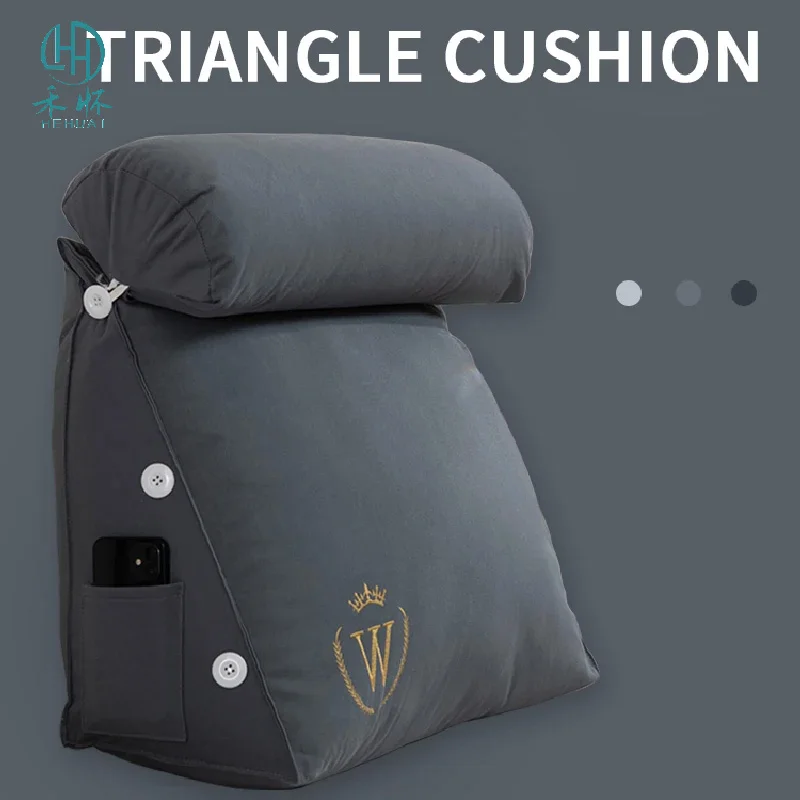 Tatami Triangle Cushion with Headrest, Large Cushion, Soft Bag, Bedroom Sofa, Lumbar Pillow, Back Cushion