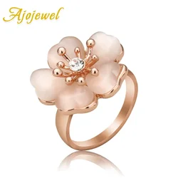 Ajojewel Rose Gold-color Girls Cute Ring Opal Flower Finger Jewelry Spring Woman Gift to offer