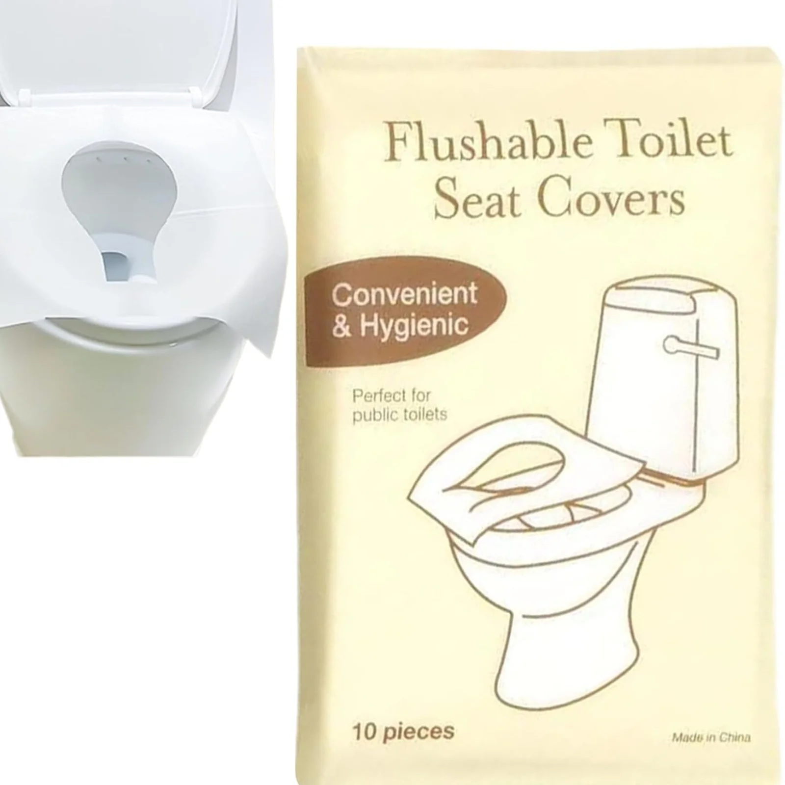 Paquete de 20, 1 paquete x 10 piezas de fundas para asiento de inodoro Pure Whi, revestimientos para baño para viajes con fácil desechado, pulpa natural pura con Sani