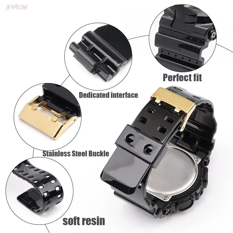 16mm Resin Strap For Casio G-SHOCK GA-100/110/140/200/400/700 Men Sport Watchband GD-100 G-8900 GW-8900 Silicone Watch Band