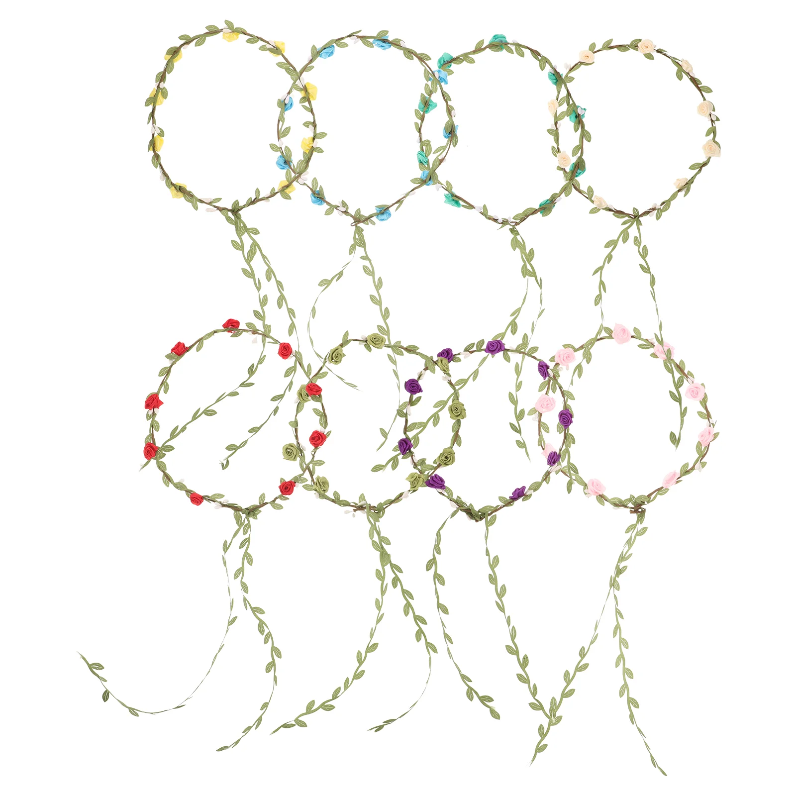 

8 Pcs Bridal Garland Bracelet Floral Headband Hair Wreath Jewelry Bands Crown Decorations Seaside Resort