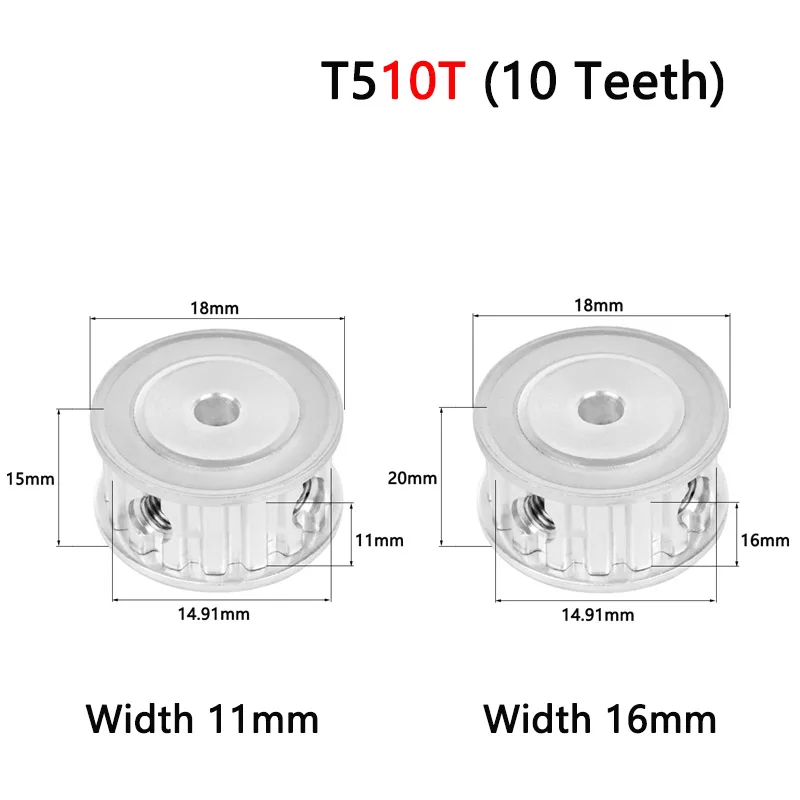 1 pz 10 T T5 puleggia dentata alesaggio 5 6 6.35 8mm per larghezza 10mm 15mm T5 cinghia sincrona 10 denti tipo AF