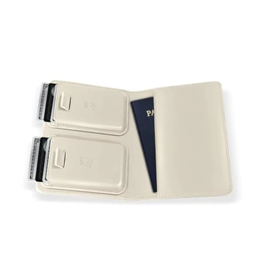 

Passport Holder Wallet RFID Blocking Leather Travel Wallet with Built-in Airtag Holder Holds 1-6 Cards Passport Easy Pull Tab S