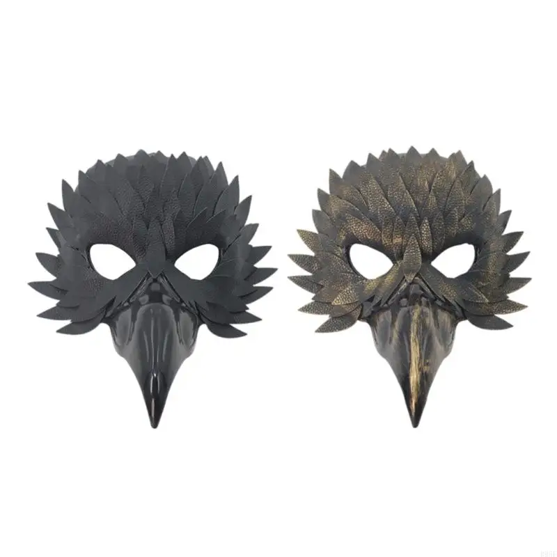 B95F Maskeraden Maske Eule Maske Vogel Maske Schnabel Feder Halbe Gesichtsmaske Halloween Cosplay Kostüm Kostüm Maske für