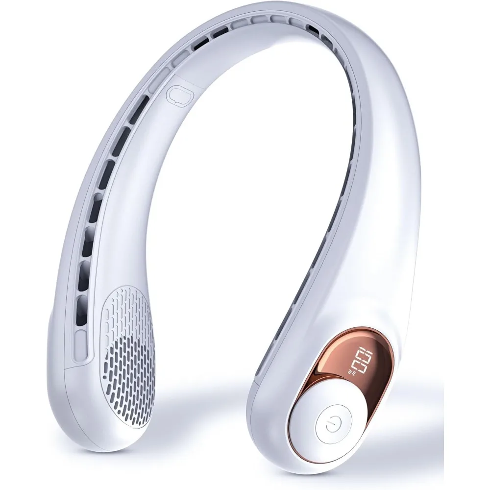 

Вентилятор для шеи с LED-дисплеем, USB-C, перезаряжаемый, аккумулятор 4000 мАч, три скорости, бесшумная работа, для дома, путешествий, спорта