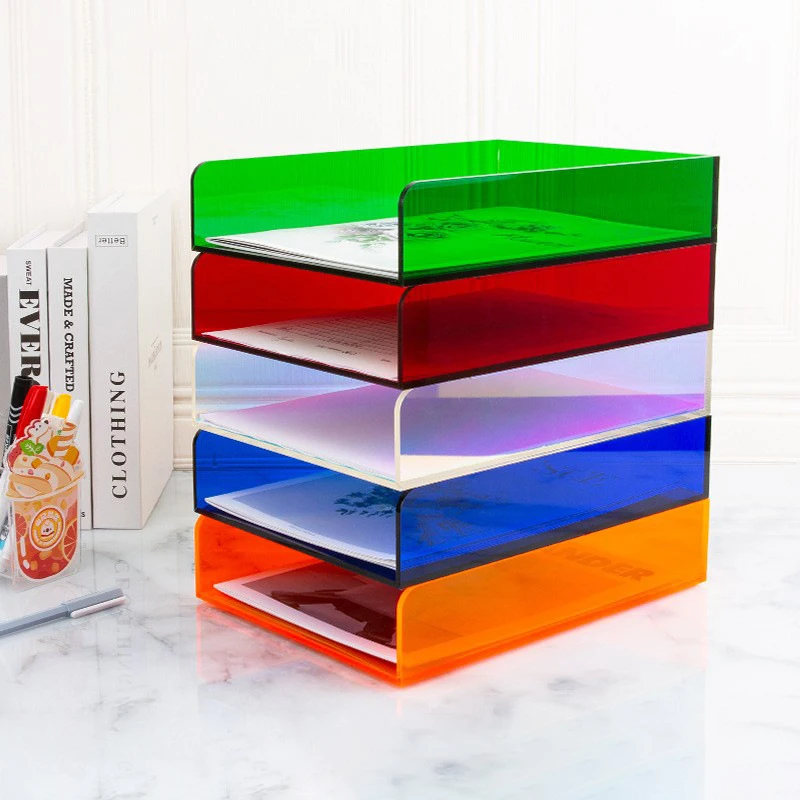 

Acrylic File Organizer for Desk Stackable Letter Tray Office Paper Organizer Storage Desktop Document File Sorter Organizer